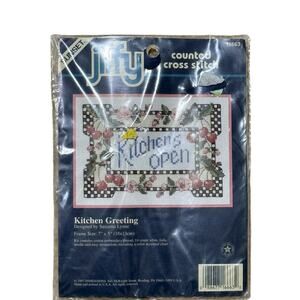 New Deadstock Jiffy Sunset #16663 "Kitchen's Open" Counted Cross Stitch Kit